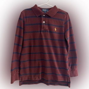 Polo by Ralph Lauren kids long sleeve collar shirt size: 5 kids Maroon Navy Blue